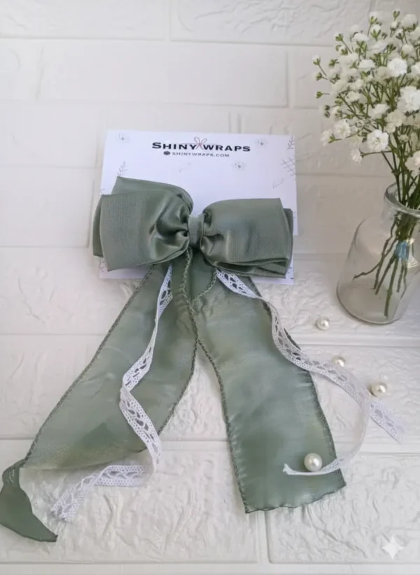 Elegance Green Lace Bow Hair