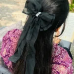 Black Ribbon Bow Hair Clip