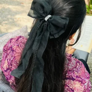 Black Ribbon Bow Hair Clip