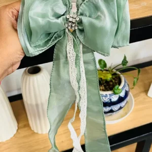 Sage Green Lace Ribbon Bow