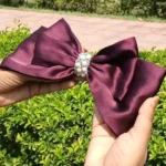 Plum Purple Pearl Bow Clip