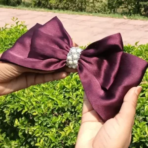 Plum Purple Pearl Bow Clip